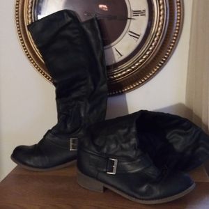 Faux Leather high black boots